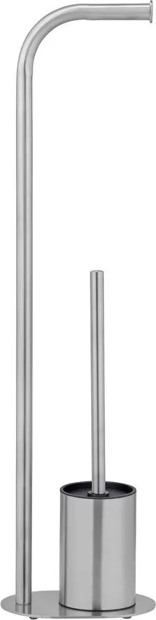 Matt ezüstszínű rozsdamentes acél WC-papír tartó állvány WC-kefével Levante – Wenko