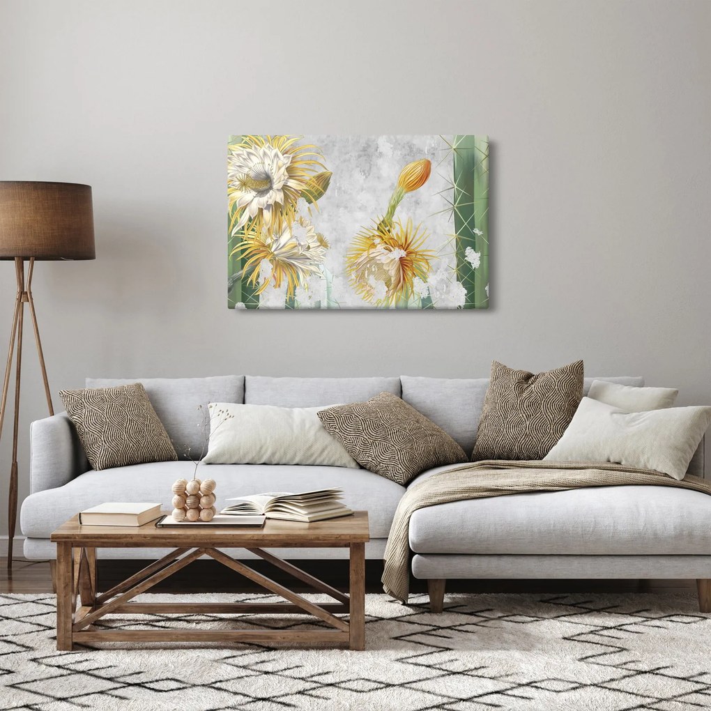 Kép - virágzó kaktuszok, vintage (90x60 cm)