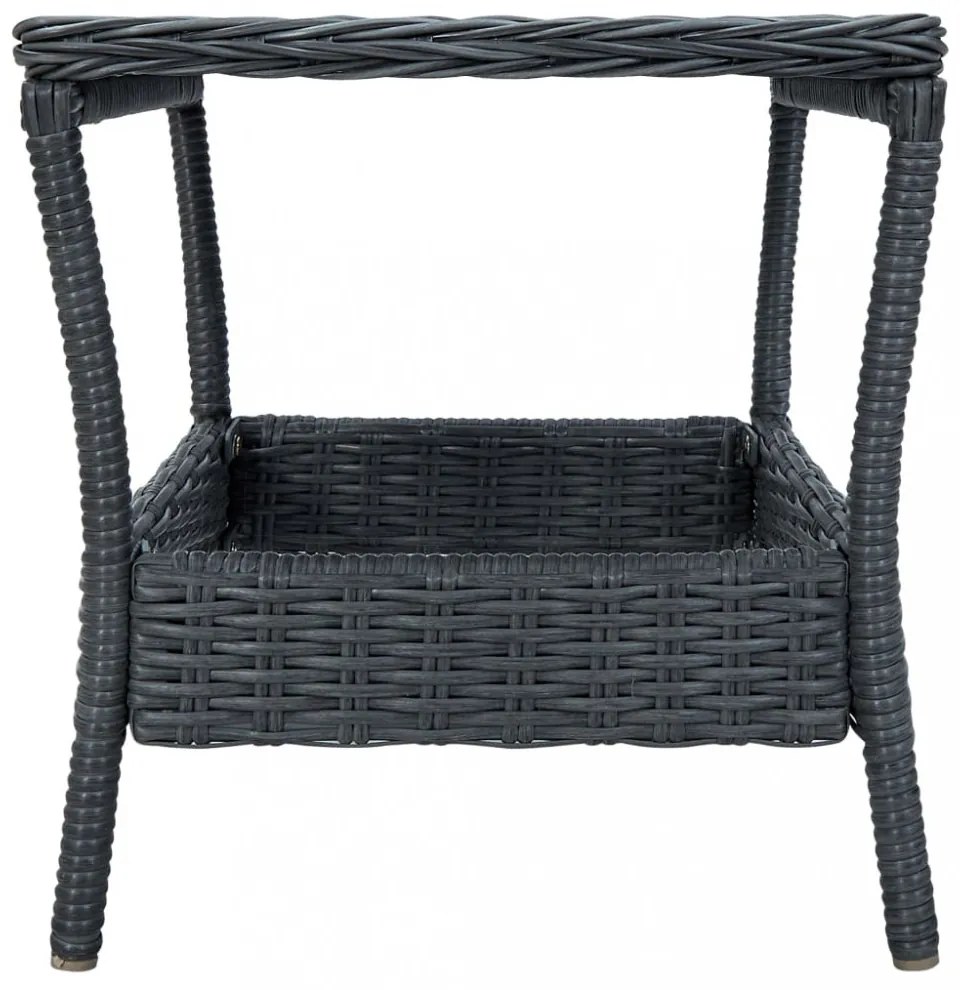sötétszürke polyrattan kerti asztal 45 x 45 x 46,5 cm