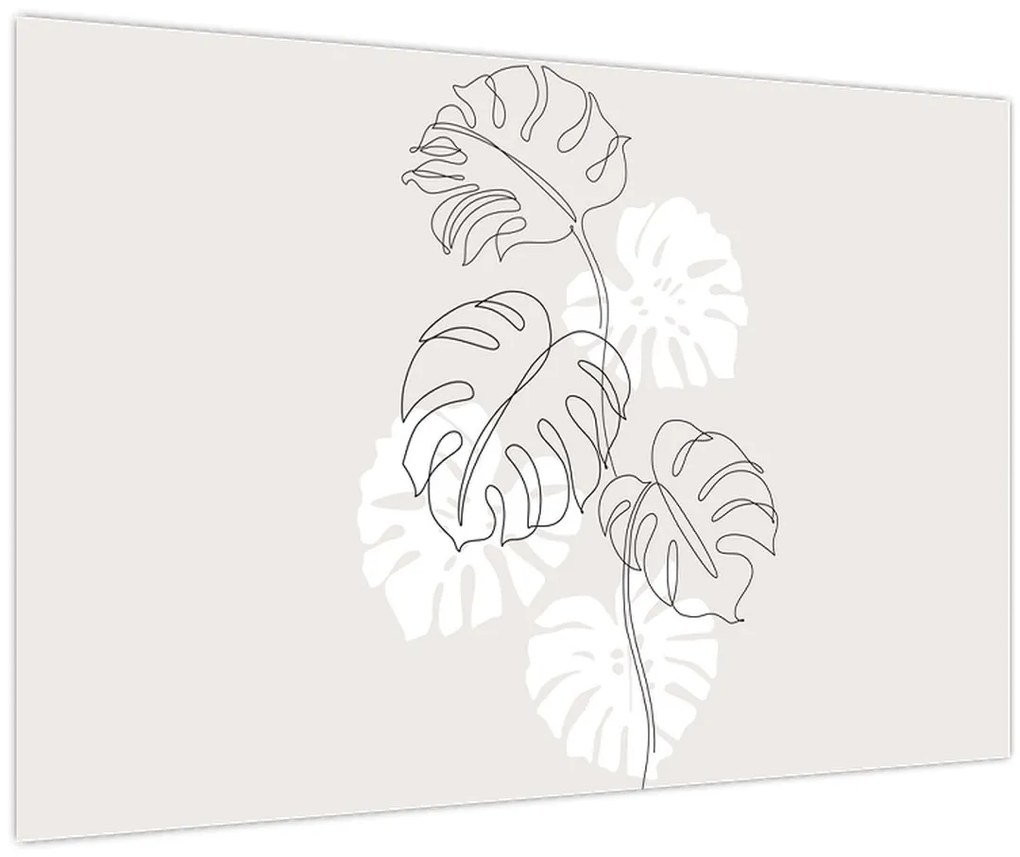 Kép - Vonalkép monstera N⁰3 (90x60 cm)