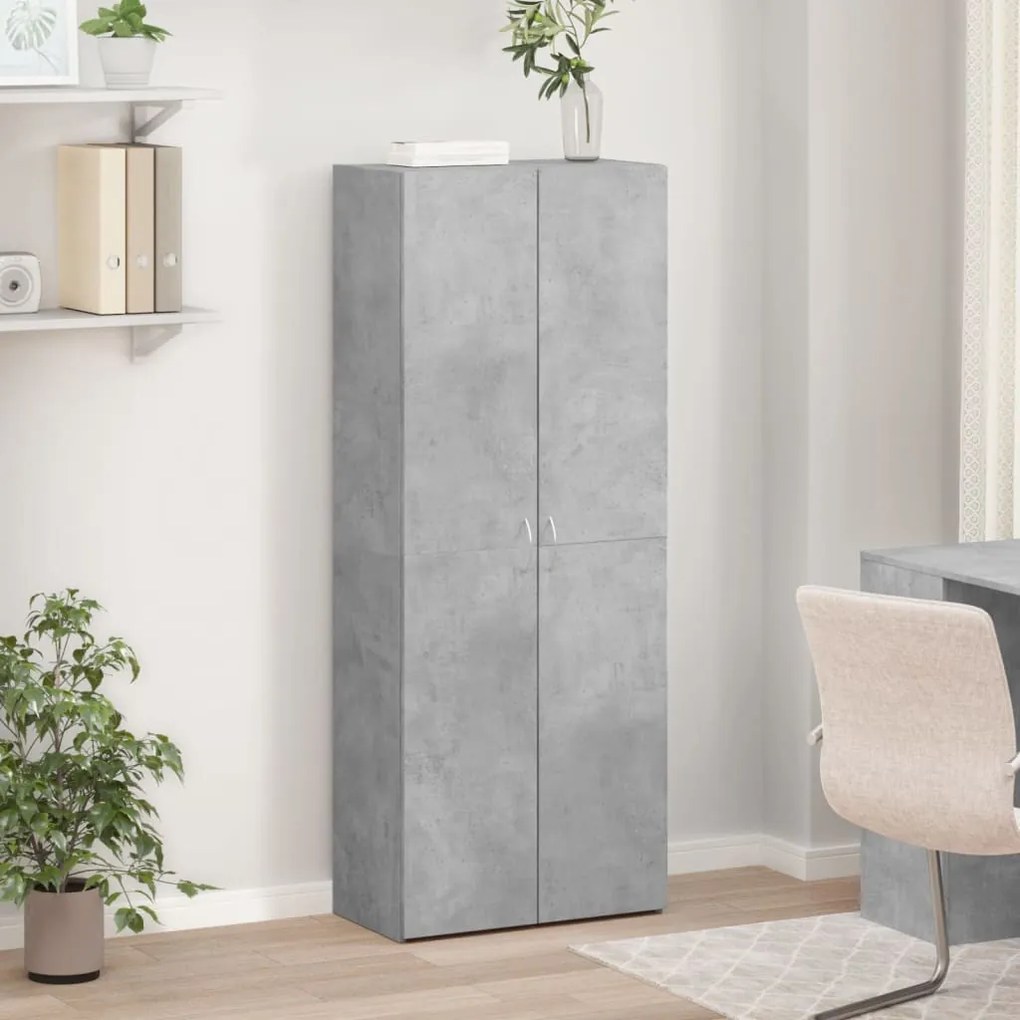 betonszürke szerelt fa irattartó szekrény 60 x 32 x 153 cm