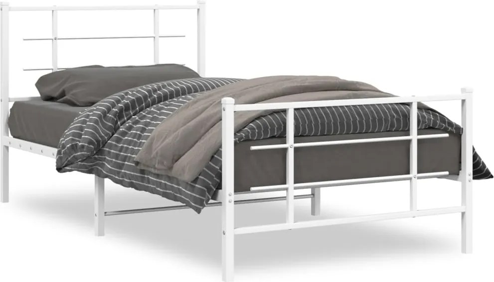 vidaXL fehér fém ágykeret fej- és lábtámlával 107 x 203 cm