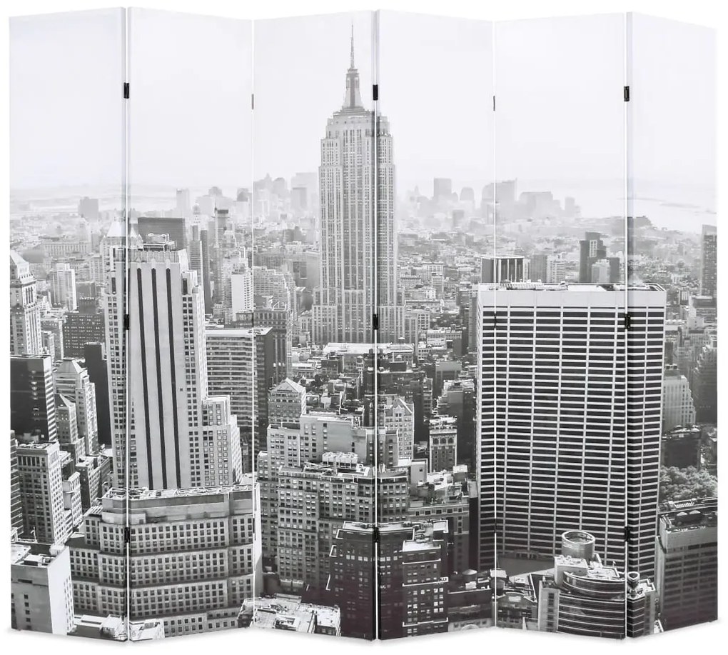 fekete-fehér New York mintás paraván 228 x 170 cm