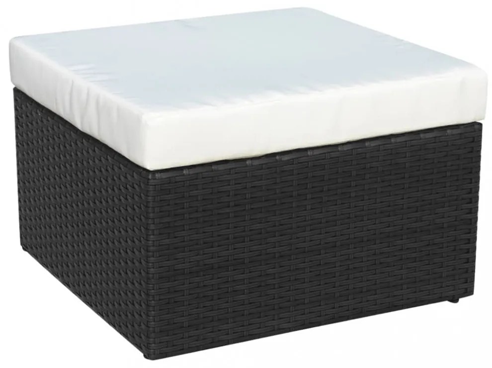 fekete kerti polyrattan szék zsámollyal