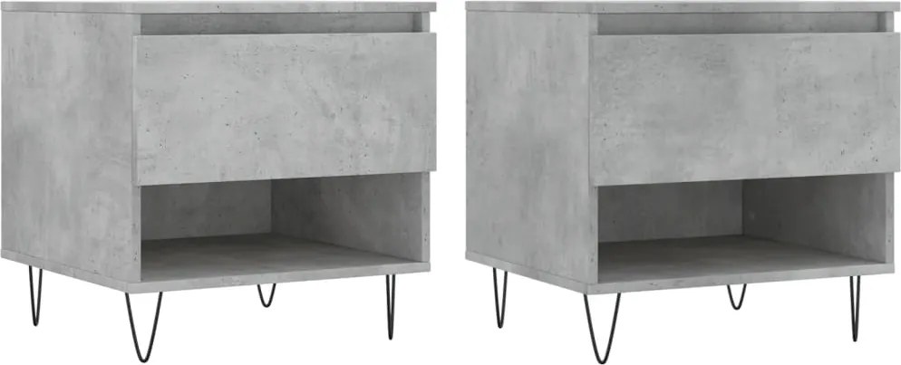 vidaXL 2 db betonszürke szerelt fa dohányzóasztal 50 x 46 x 50 cm