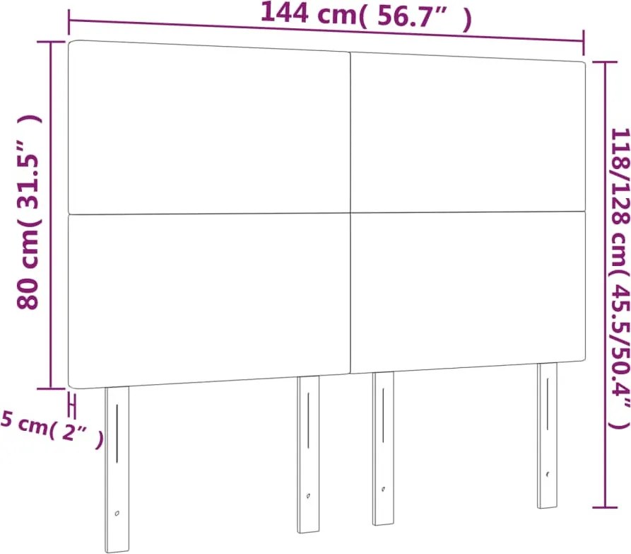 sötétbarna szövet fejtámla 144x5x118/128 cm