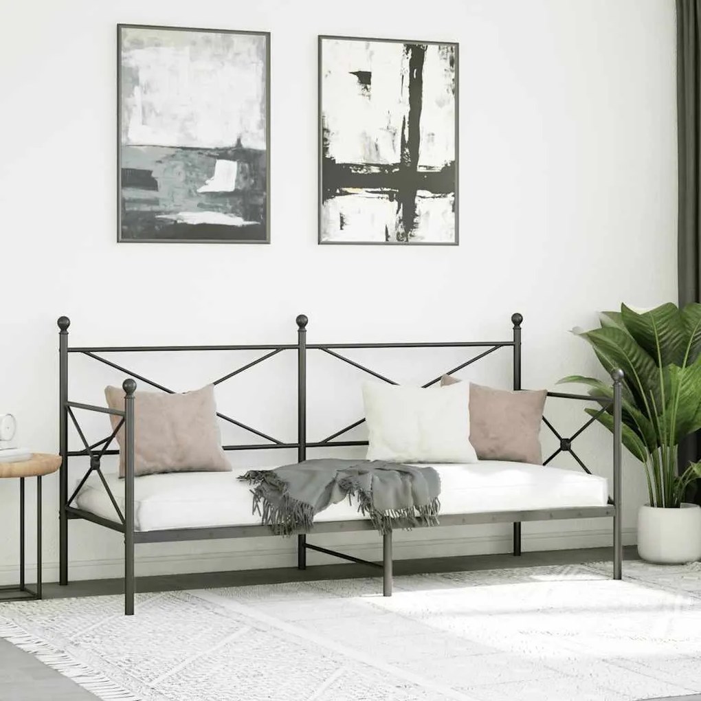 kanapéágy matrac nélkül fekete 80x200 cm acél