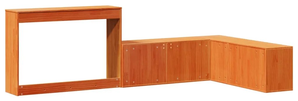viaszbarna tömör fenyőfa éjjeliszekrény asztallal 232x112x75 cm
