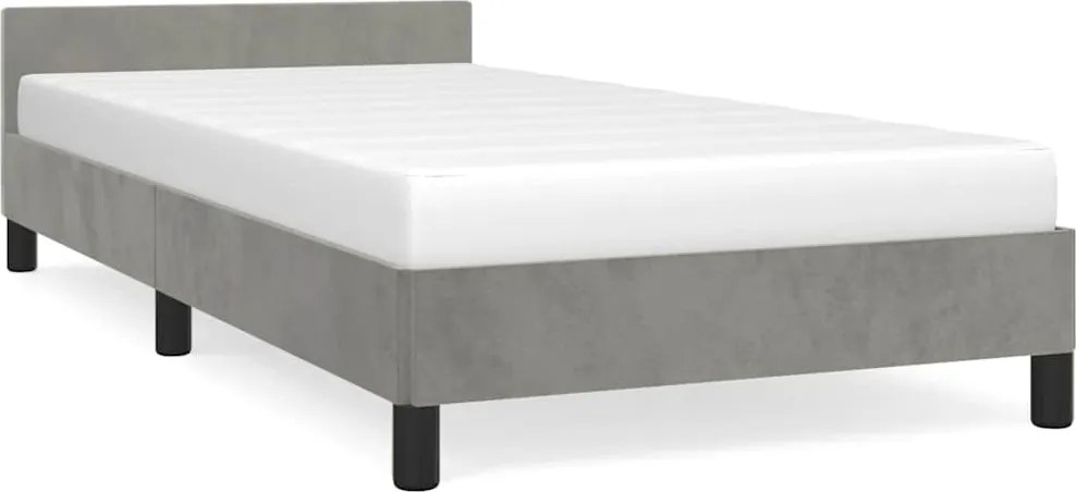 vidaXL világosszürke bársony ágykeret matrac nélkül 90x200 cm