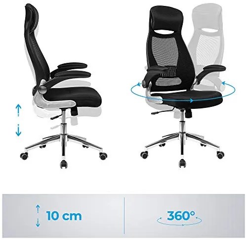 Irodai ergonomikus szék kar- és fejtámasszal, fekete