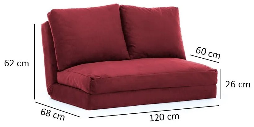 Borvörös kinyitható kanapé 120 cm Taida – Balcab Home