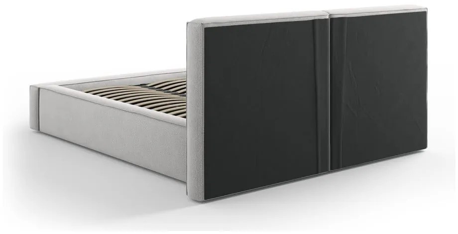 Világosszürke kárpitozott franciaágy tárolóhellyel, ágyráccsal 140x200 cm Arendal – Cosmopolitan Design