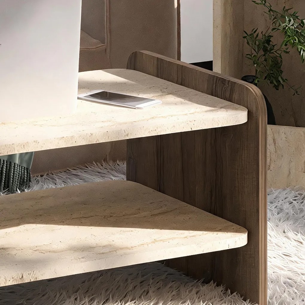 Amon - Travertine, Antique Walnut