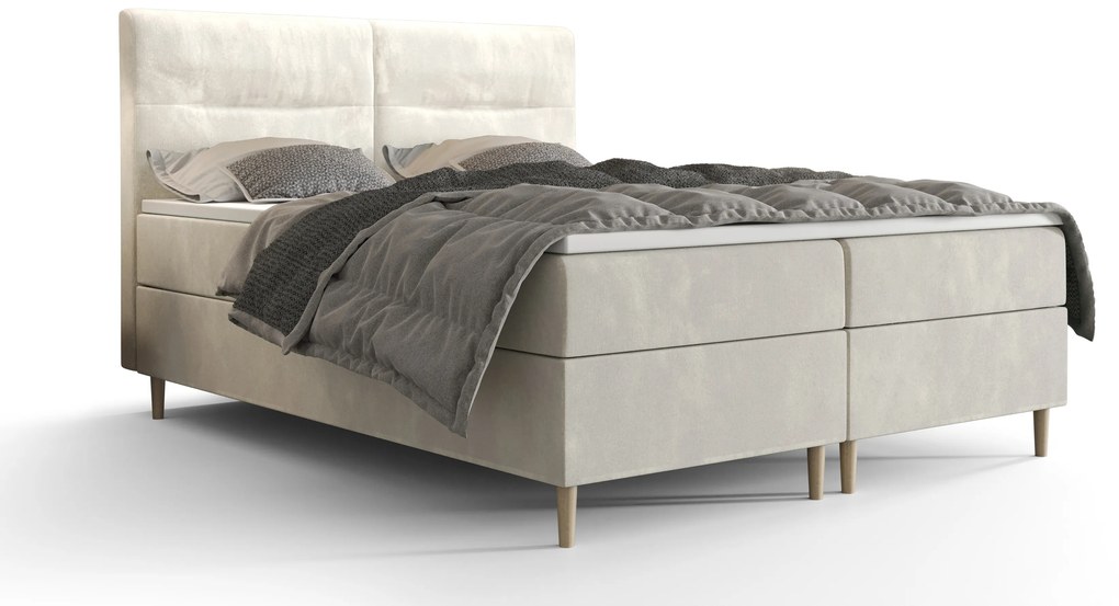 Franciaágy  Boxspring 140 cm Saruta (bézs) (matraccal és tárolóhellyel). 1047357