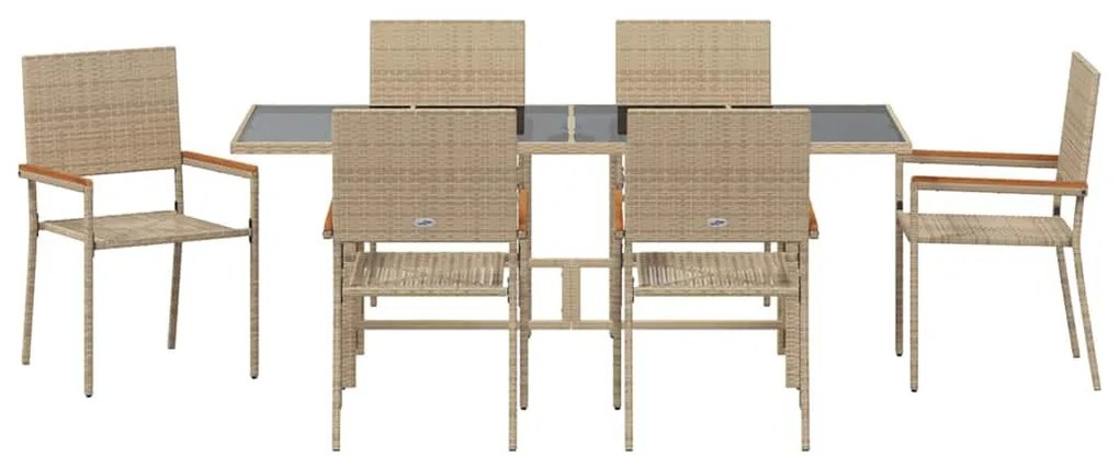 Kert étkező szett 7 pcs Bézs 190 x 80 x 75 cm polirattan