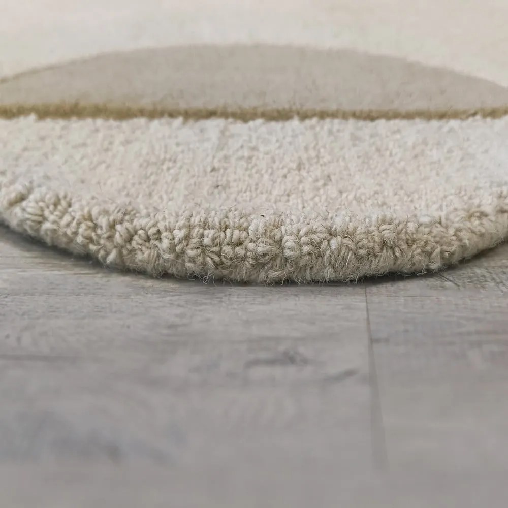 Szürkésbézs kézi szövésű gyapjú szőnyeg 120x170 cm Mia Scallop Frame – Flair Rugs