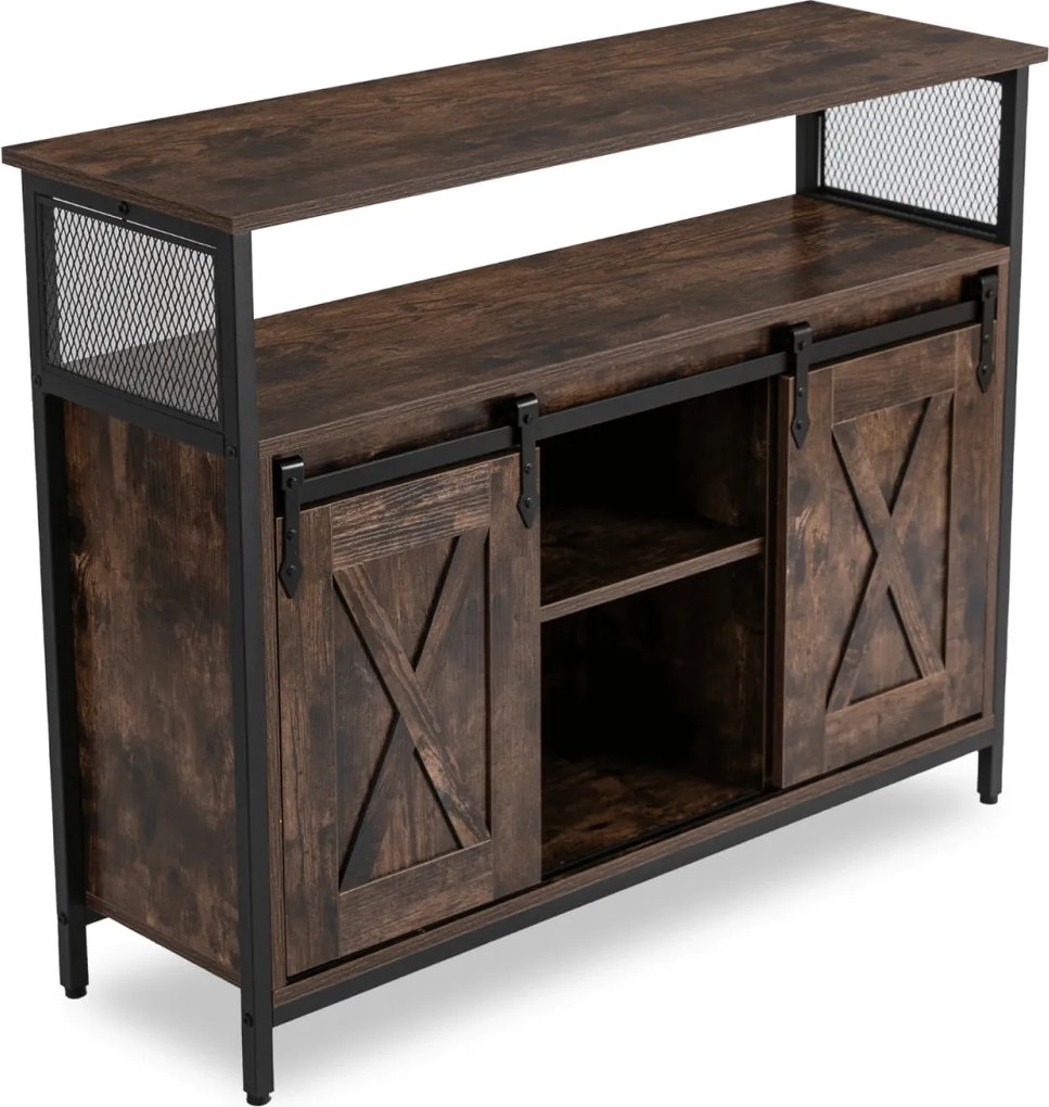 Komoda ARLO 100 cm z Półkami Dąb Rustykalny/Czarny