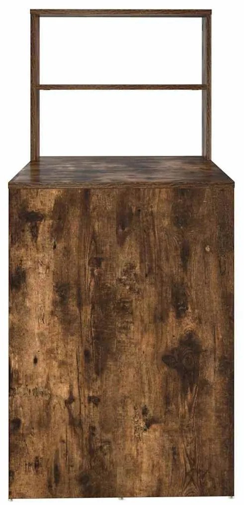 Asztal polcokkal Füstölt tölgy 113 x 54 x 120 cm Faanyag