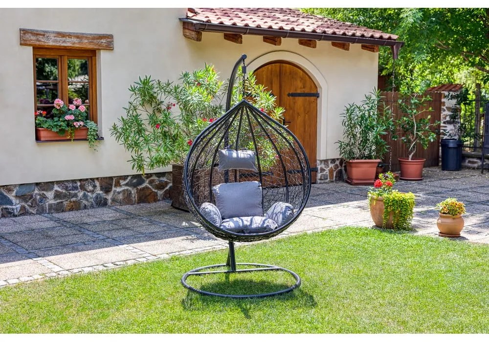 Noela sötétszürke műrattan függőfotel - Bonami Selection