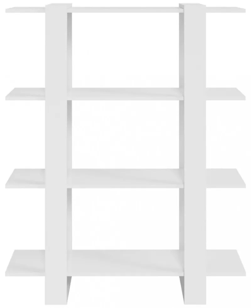 magasfényű fehér könyvszekrény/térelválasztó 100x30x123,5 cm