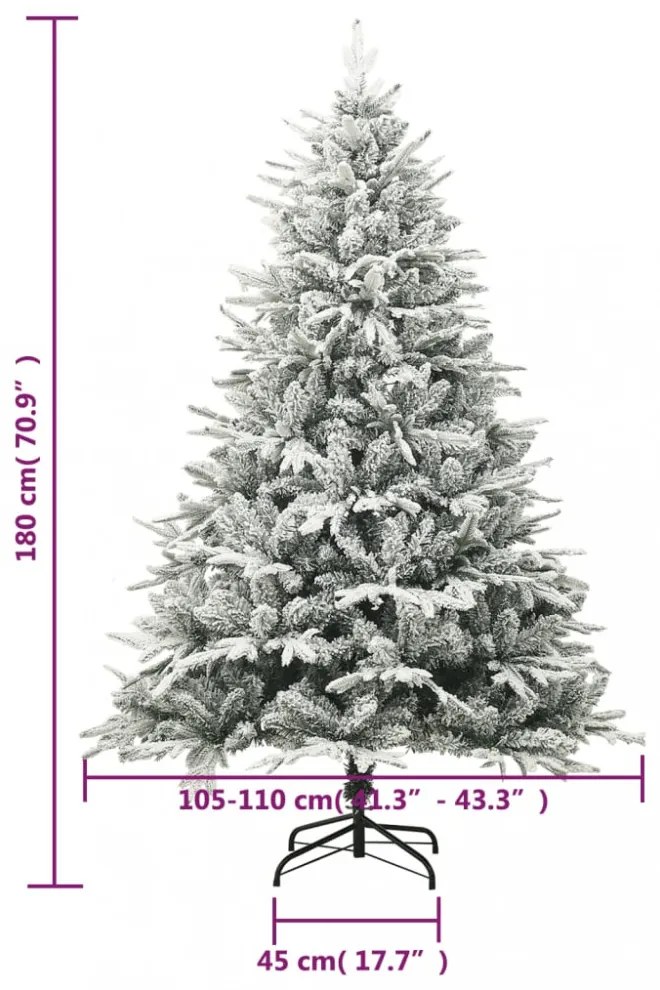 PVC és PE műkarácsonyfa pelyhes hóval 180 cm