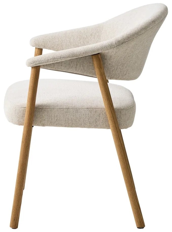 Krémszínű tölgyfa karfás étkezőfotel szett 2 db-os Elk – Unique Furniture