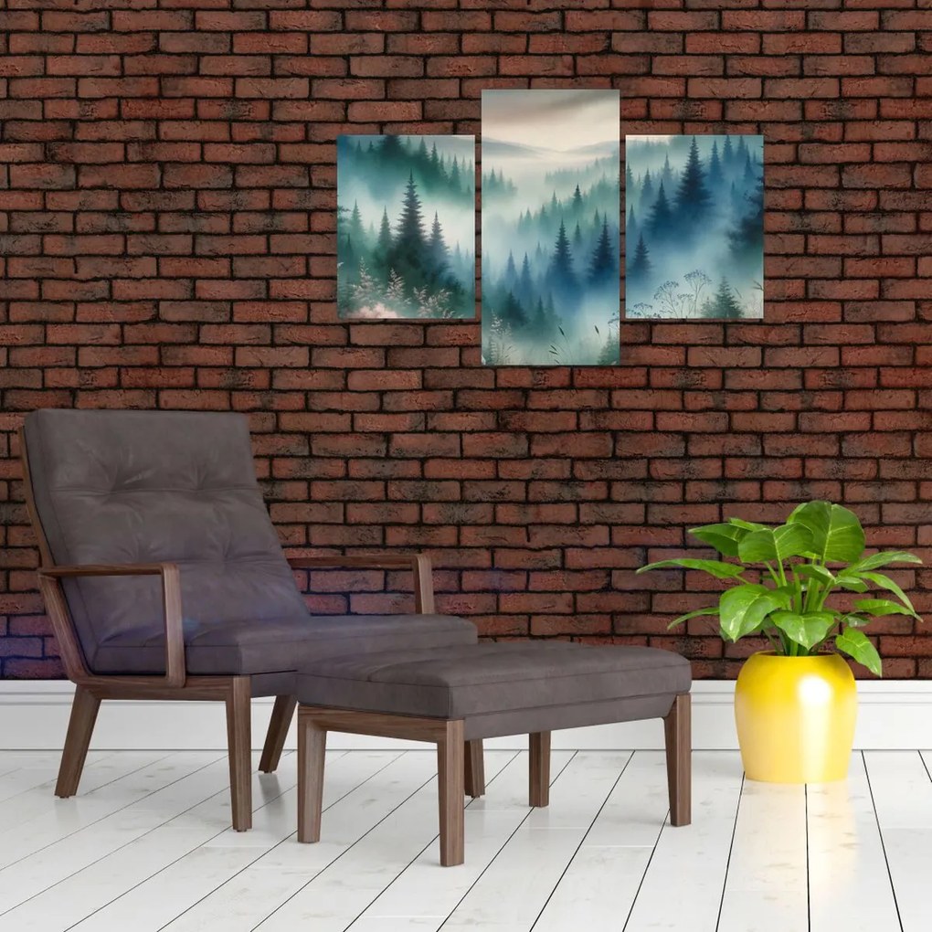Kép - Erdős táj köddel (90x60 cm)