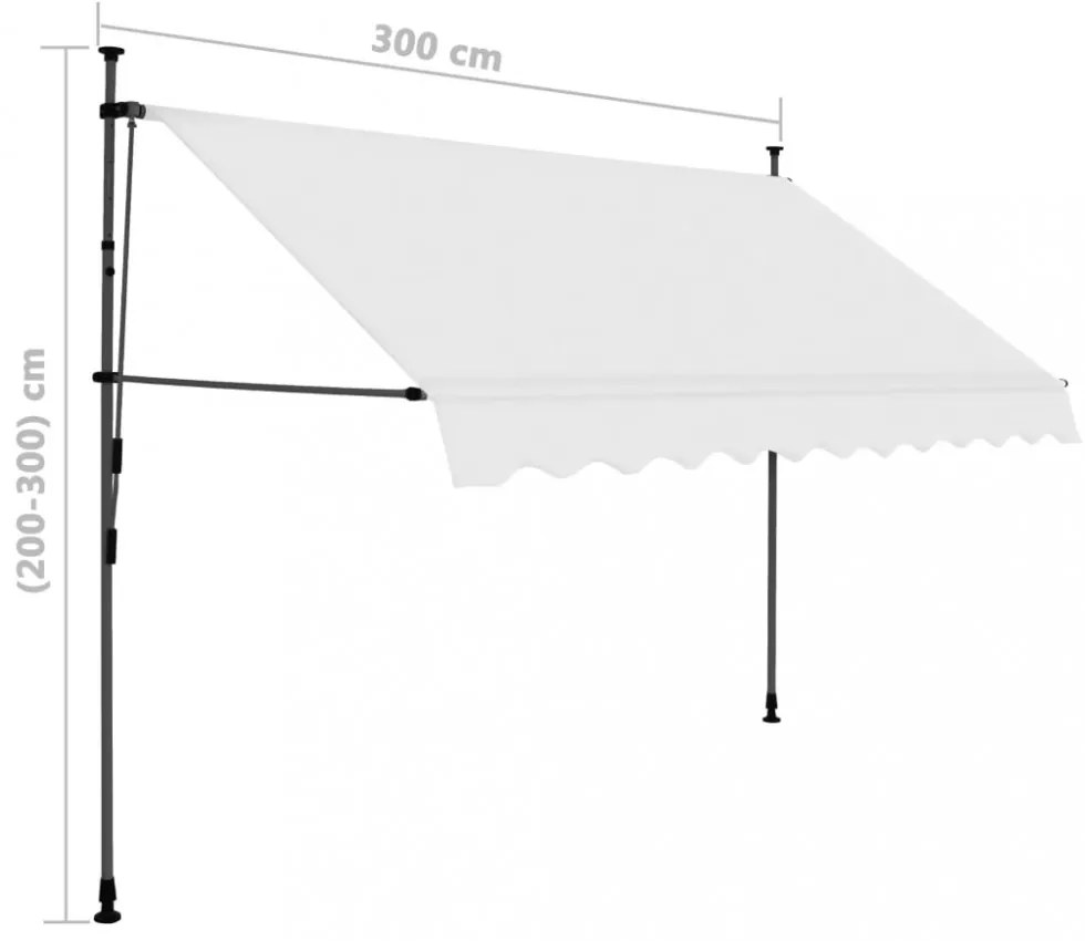 krémszínű kézzel kihúzható LED-es napellenző 300 cm