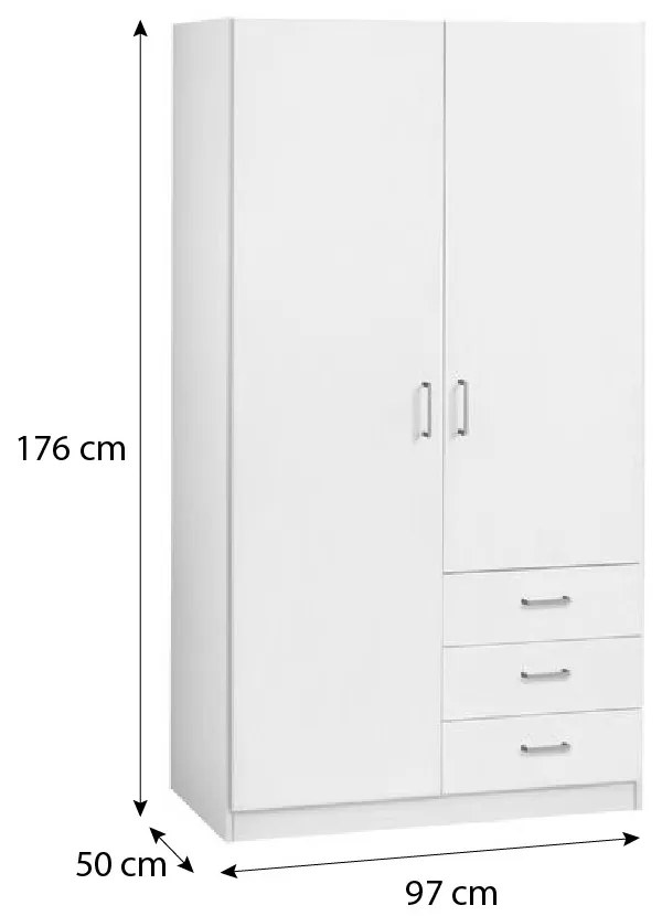 Riava gardróbszekrény 97cm F 2D3S Fehér