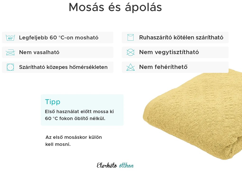 Basic sárga törölköző 50 x 90 cm, 100% pamut