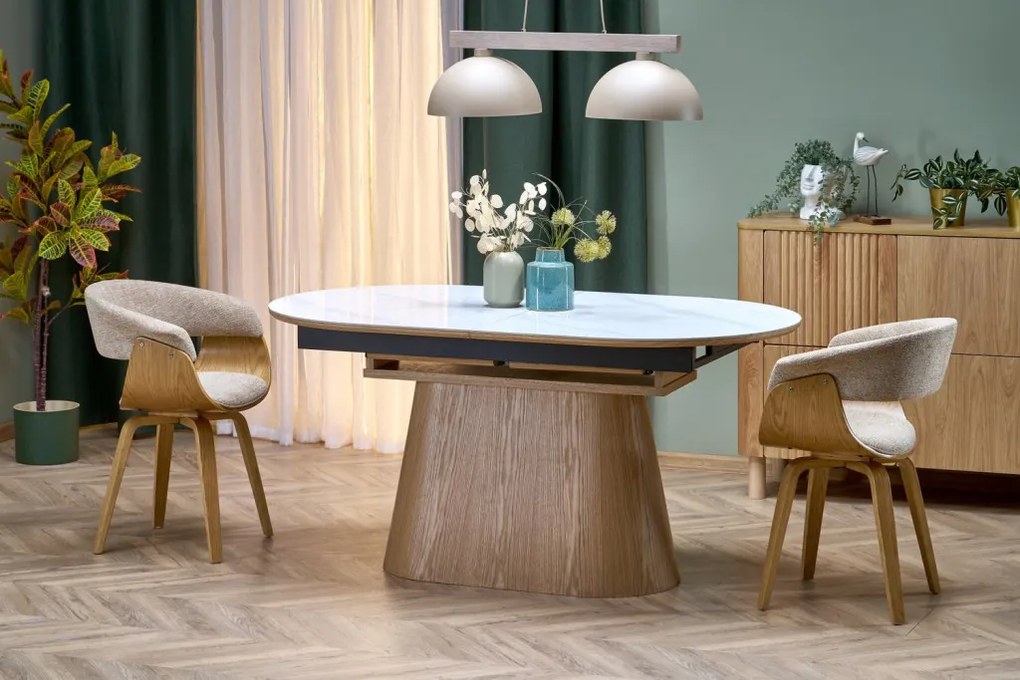 Sirius bővíthető étkezőasztal fehér márvány / natúr 160-240 cm