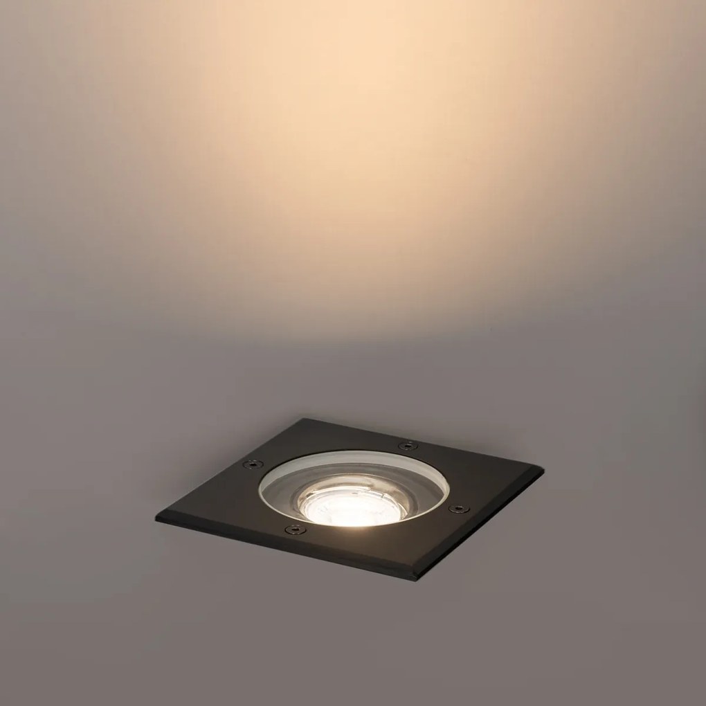 Kültéri talajszpotlámpa fekete négyzet alakú állítható IP65 - Delux