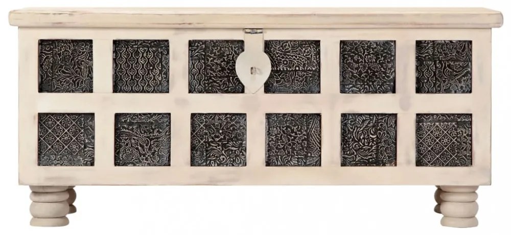 fehér tömör akácfa tárolóláda 110 x 40 x 45 cm