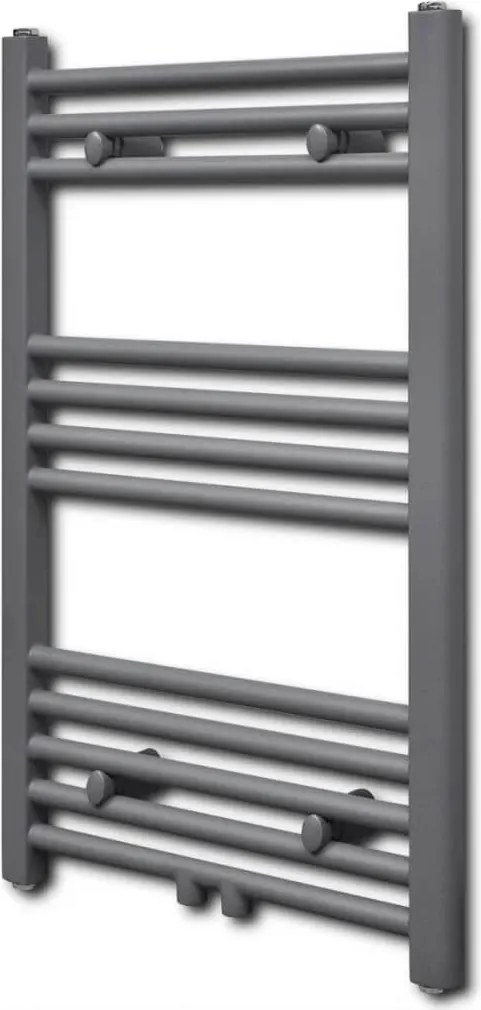vidaXL Szürke fürdőszobai egyenes törölközőtartó központi fűtéssel 500x764 mm