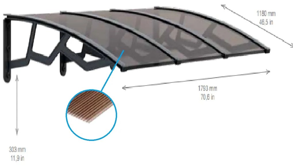 ARTPLAST Bejárati előtető 120x180cm, füst