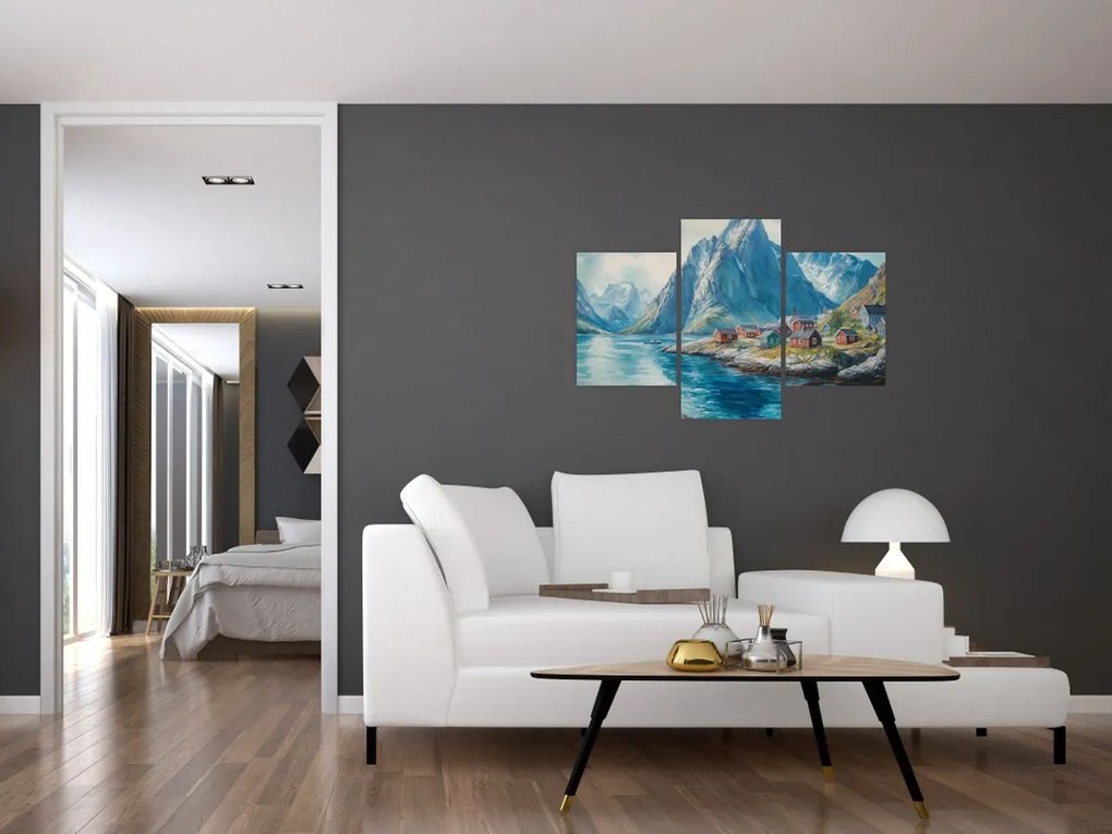 Kép - Norvég falu (90x60 cm)