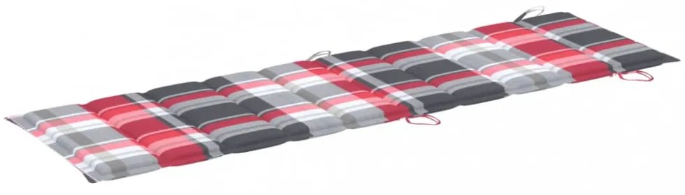 piros kockás oxford szövet napozóágy párna 186x58x4 cm