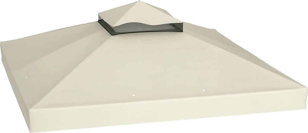 Outsunny Pavilon Csere Napernyő 3 x 3 m, vízálló pavilon tető, dupla rétegű csere borítás kerti pavilonhoz, Oxford szövetből készült, 370 g/m², Krémfe