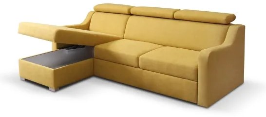 Univerzális sarokkanapé tárolóval PORTO, sárga, kihúzható