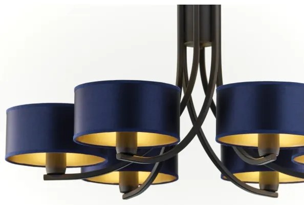 Jupiter 2102 - Láncos csillár ARTHUR 6xE27/15W/230V kék/fekete