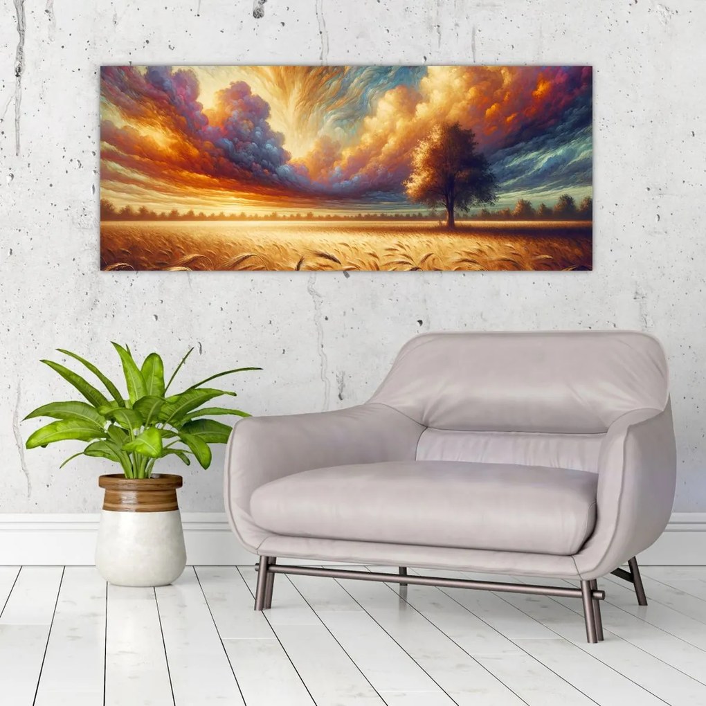 Kép – Fa a mezőn (120x50 cm)