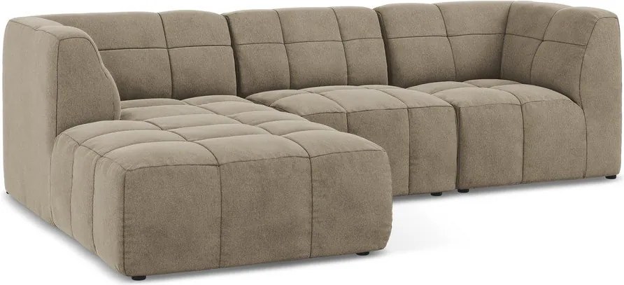 Barna bársony sarokkanapé (bal oldali-heverő résszel) Aloha – Makamii