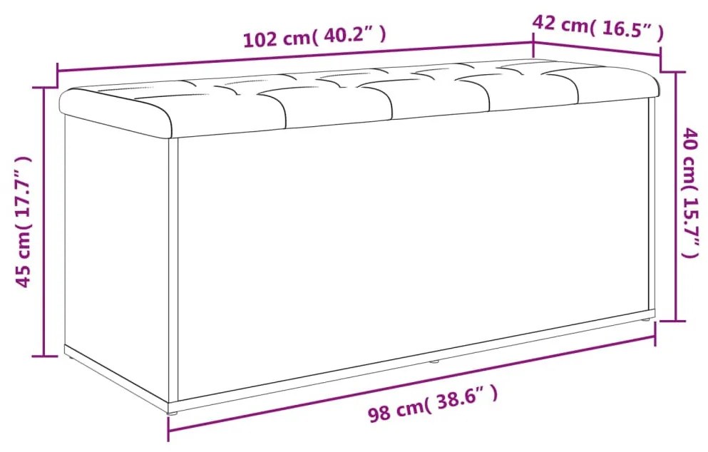 barna tölgy színű szerelt fa tárolópad 102 x 42 x 45 cm