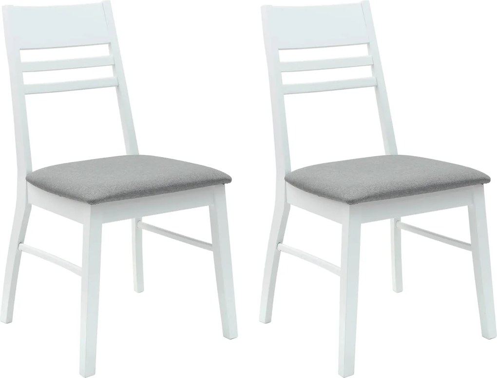 vidaXL Étkező Székek 2 pcs Fehér 43 x 54 x 89 cm Tömör Gumi Fa