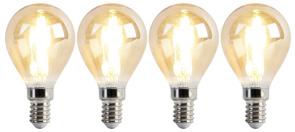 4 db-os készlet E14 szabályozható LED izzó P45 arany 3,5W 330lm 2100K