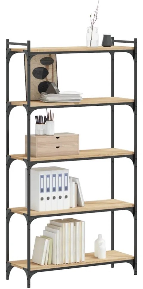 5 szintes sonoma tölgy szerelt fa könyvespolc 80 x 30 x 154 cm