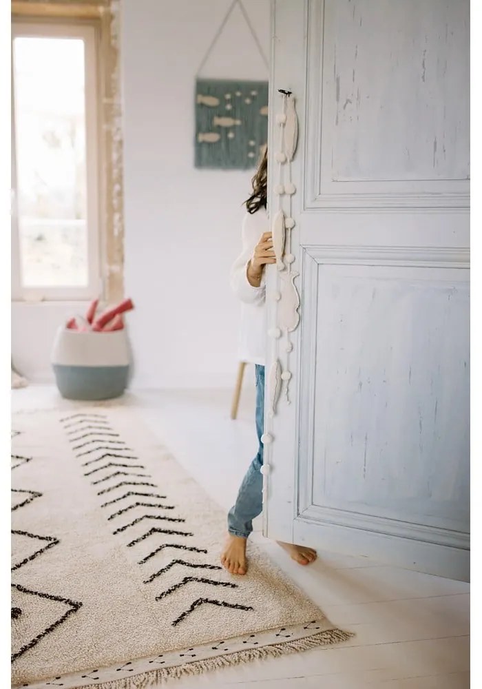 Krémszínű mosható kézi szövésű pamut szőnyeg 170x240 cm Bereber Rhombs – Lorena Canals