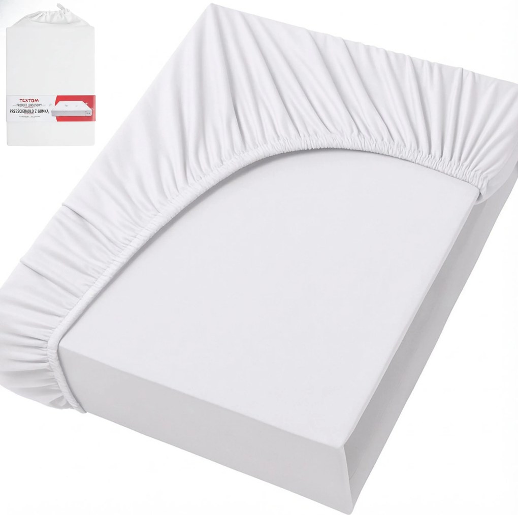 Pamut lepedő Elasztán gumis 180x200 +35cm Fehér Kellemes Tapintású
