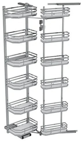 Konyhai fémrács, kamravasalat, 600mm, króm-fehér, csillapított záródás, 12 kosár SIGE, Infinity Plus 230A