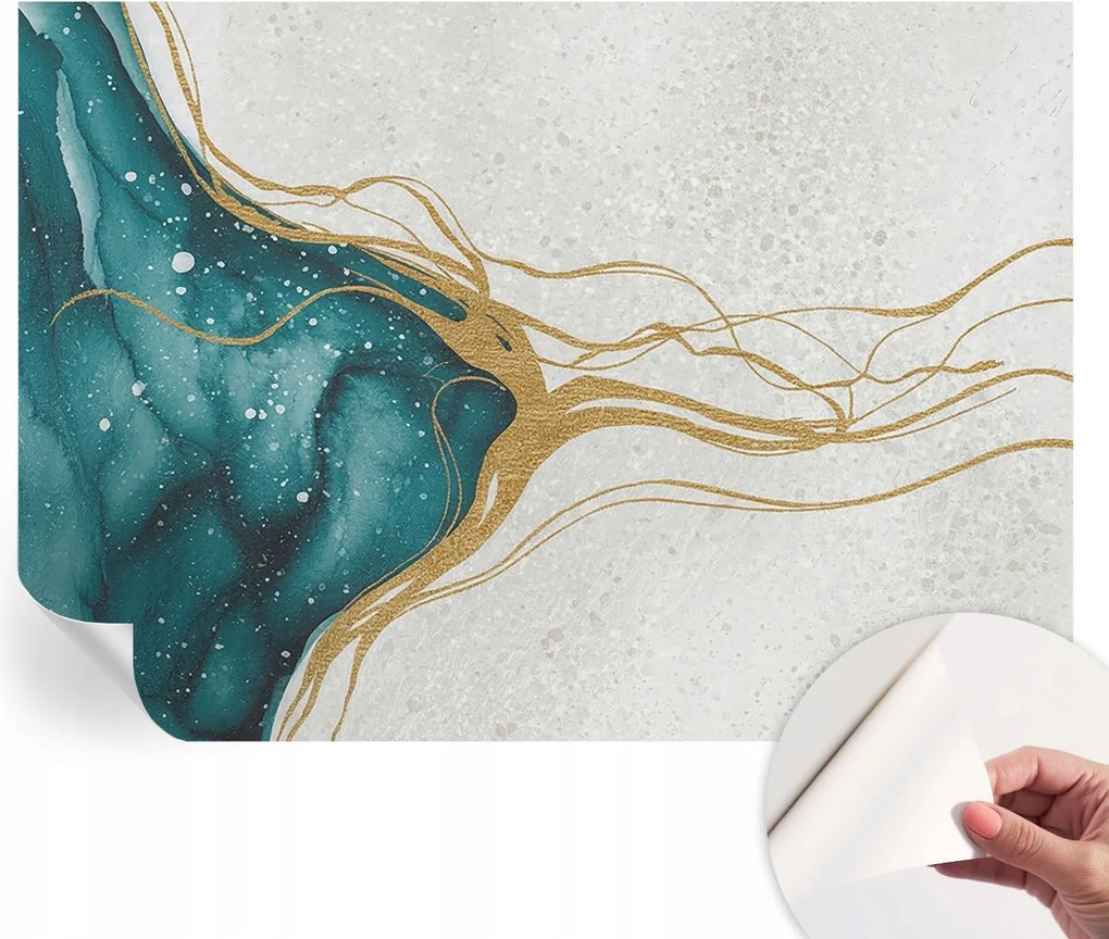 Öntapadós tapéta Divatos 3D fali ragasztó Türkiz vonalak 208x146 cm